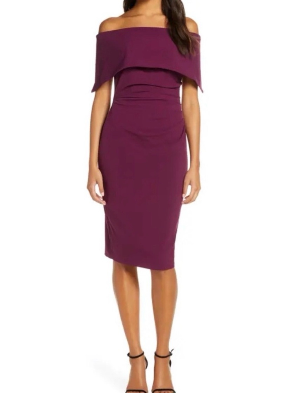 NWT Vince Camuto Off-Shoulder Cocktail Dress in Plum Size 14